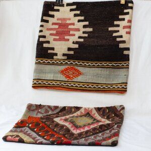 Vintage Turkish Kilim Rug Cushion Decor Pillow Cover Throw Pillow 16x16" Turkey